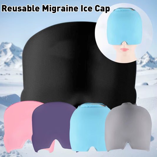 Gel Ice Headache Migraine Relief Hat Cold Compress Therapy Cap Ice Head Wrap Pack Eye Mask for Pressure Relieve Pain Ice Hat